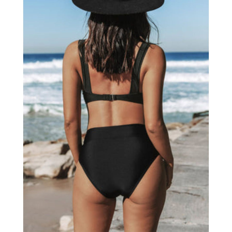 Viane - Plain High-Waisted Swimsuit