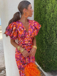 Mia - Vivid Pleated Midi Dress