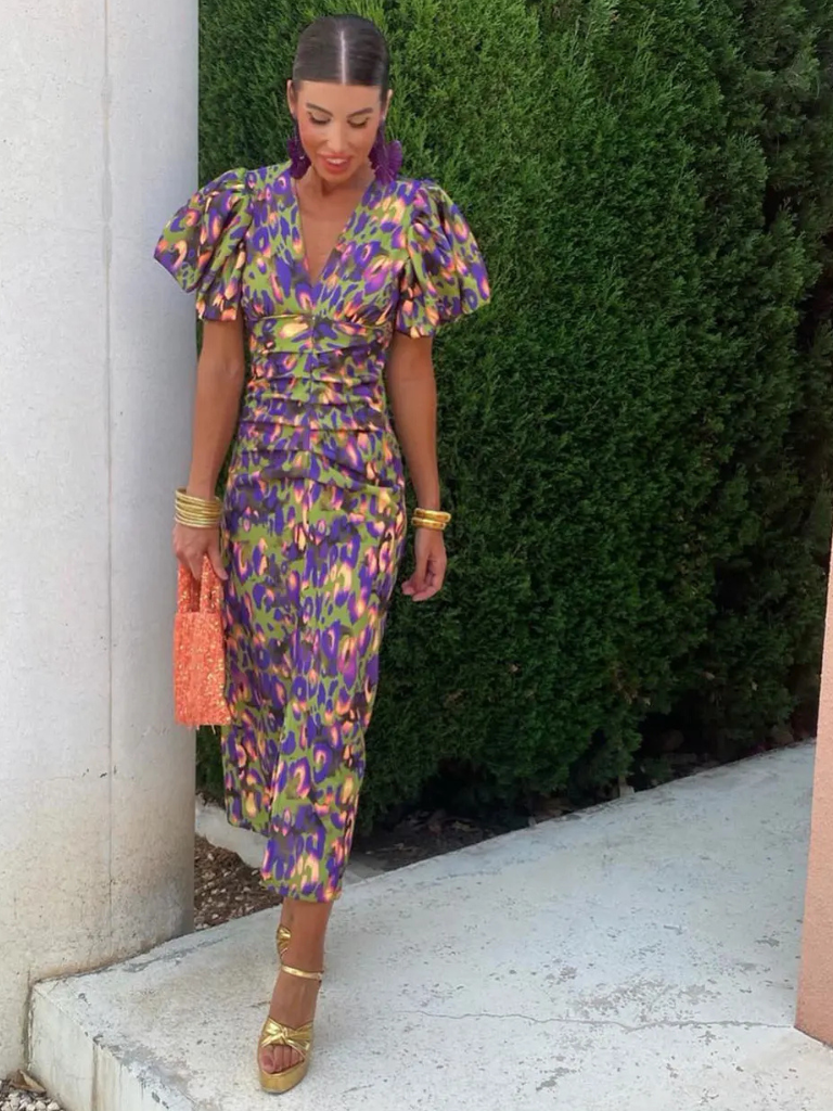 Mia - Vivid Pleated Midi Dress