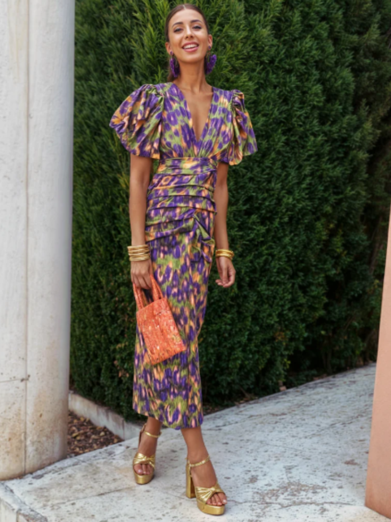 Mia - Vivid Pleated Midi Dress