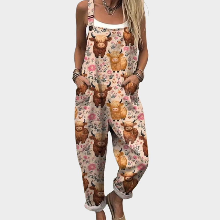 Freya - Comfortable Printed Dungarees