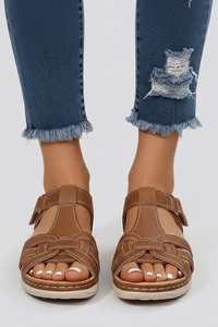 Lauren | Womens Open Toe Strap Sandals Brown