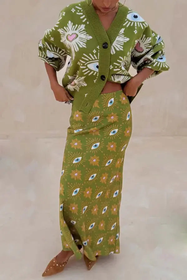 Celeste Eye Motif Knit Set