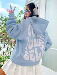Eleanor | Womens Hoodie with Drawstring Hood and Front Kangaroo Pocket Blue