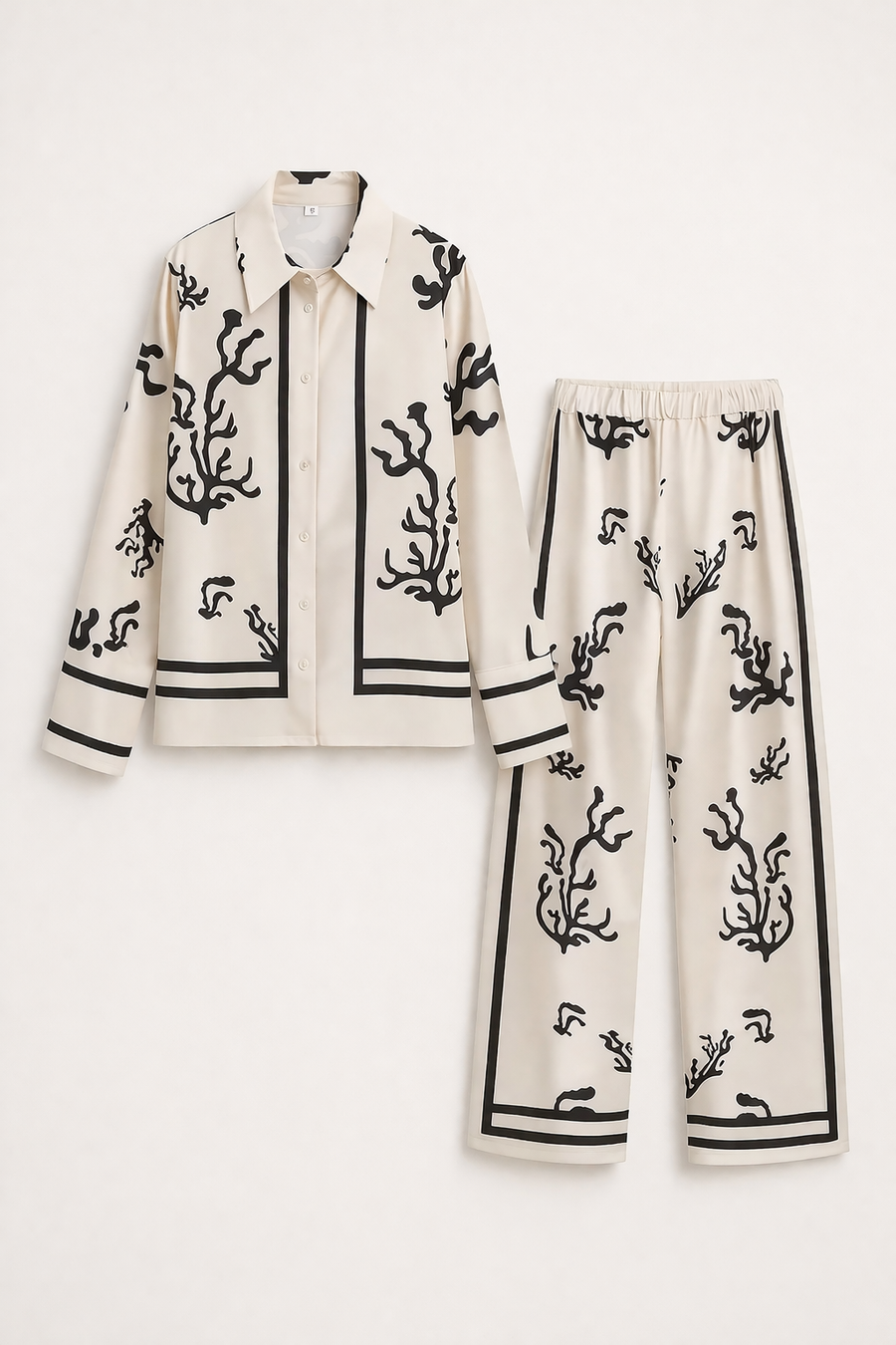 Peony Blouse and Wide-Leg Pants Set