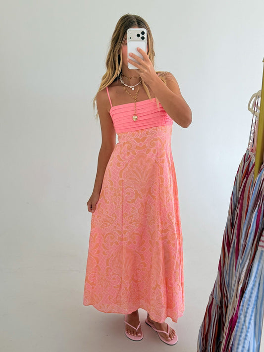 Tanner Midi Dress - Pink/Orange