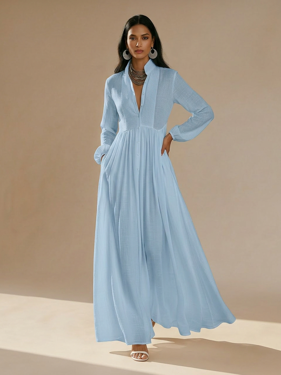Nerys - Trendy Linen Maxi Dress