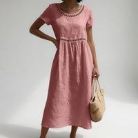 Heidi – Embroidered Linen Blend Dress