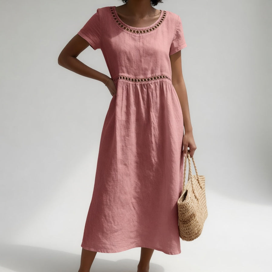 Heidi – Embroidered Linen Blend Dress