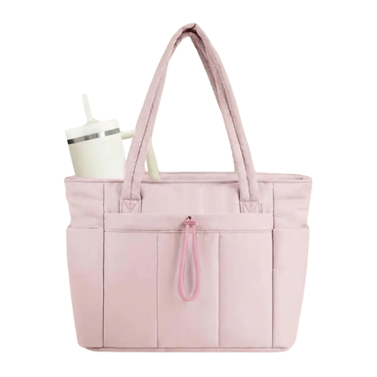 Dulcie - Quilted Large Capacity Tote Bag – Pink