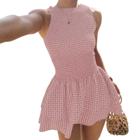 Lumi – Plaid Off-Shoulder Puff Dress