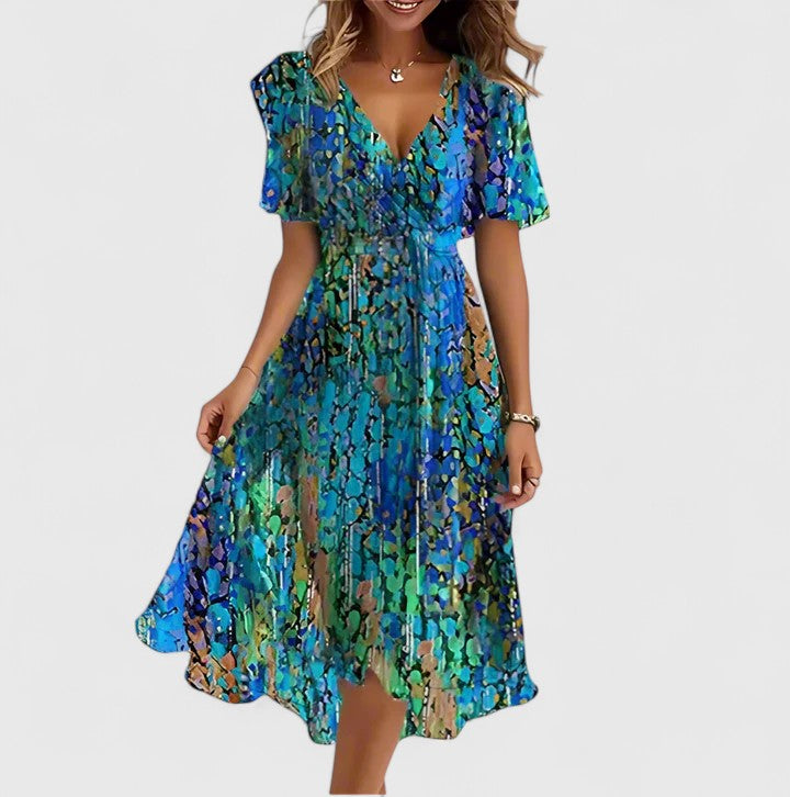 Madison | Elegant Short Dress Blue/Green
