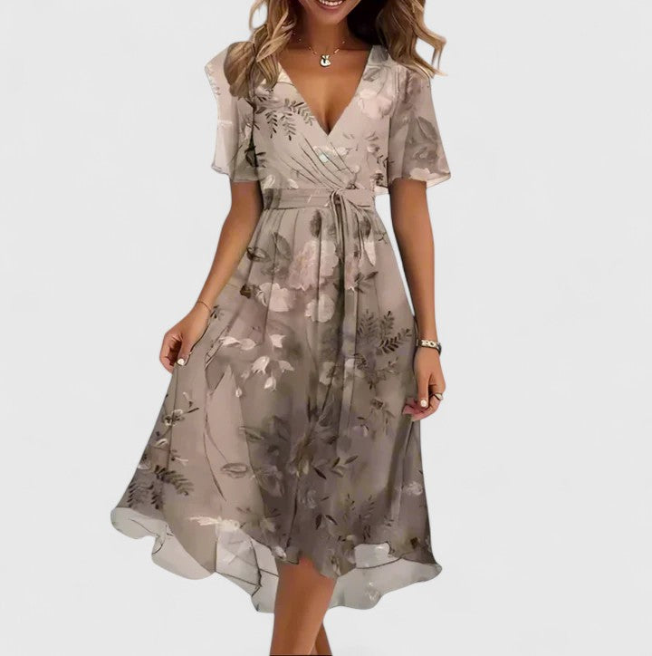 Madison | Elegant Short Dress Light Brown