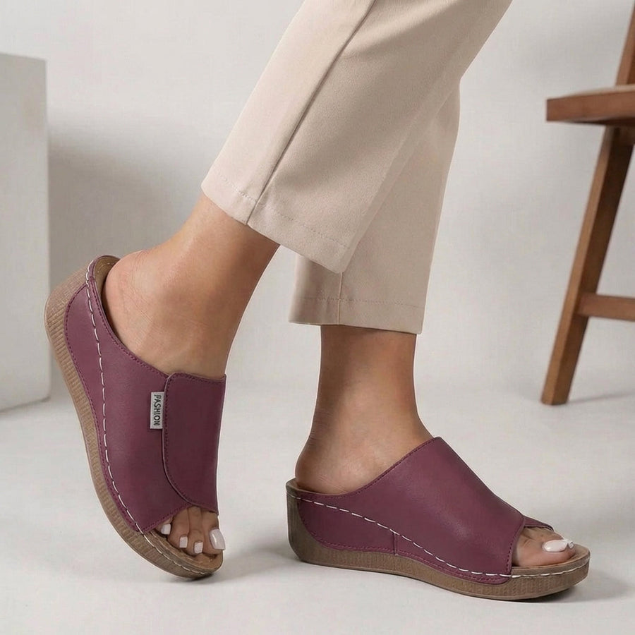 Madison | Womens Orthopedic Slip-On Wedge Comfort Slippers Purple
