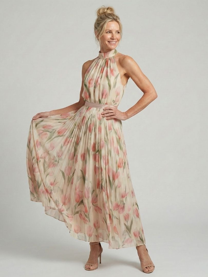 Blair – Halter Neck Floral Midi Dress