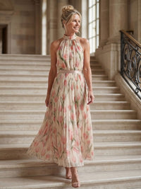 Blair – Halter Neck Floral Midi Dress
