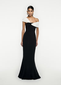 Asymmetric Stretch Cady Maxi Dress