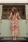 Rebecca Midi Dress in Cream Floral