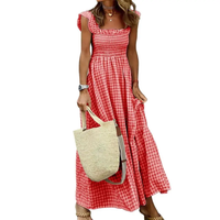 Jovienne – Retro Plaid Flounce Maxi Dress