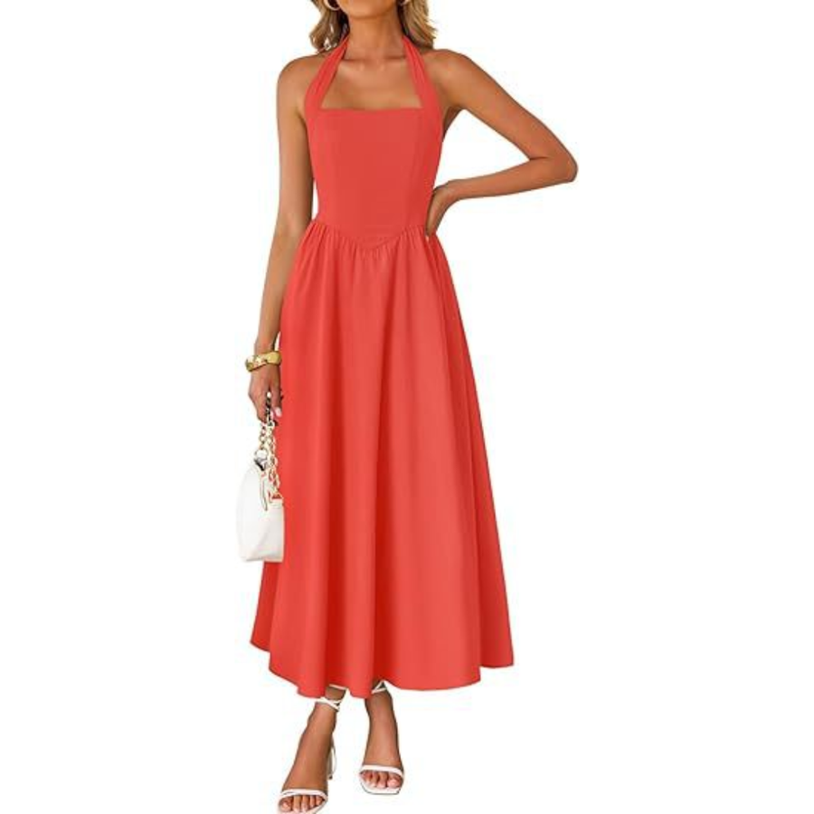 Jorja - Sleeveless Halter Ruched Pocket Dress