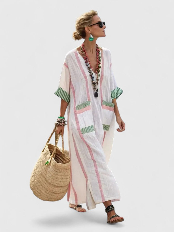 Kyvanna | Elegant Maxi Dress Beige Green