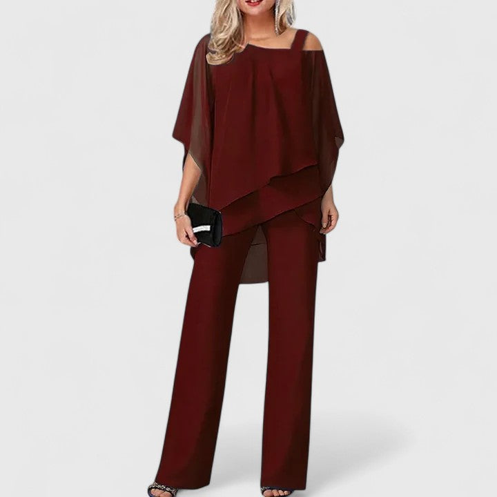 Serenity | Elegant Two-Piece Pant Set Wine Red