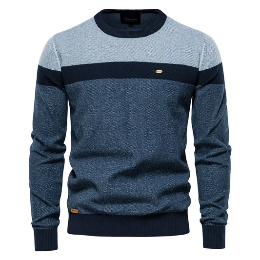 Edward - Men's Round Neck Sweater – Blue