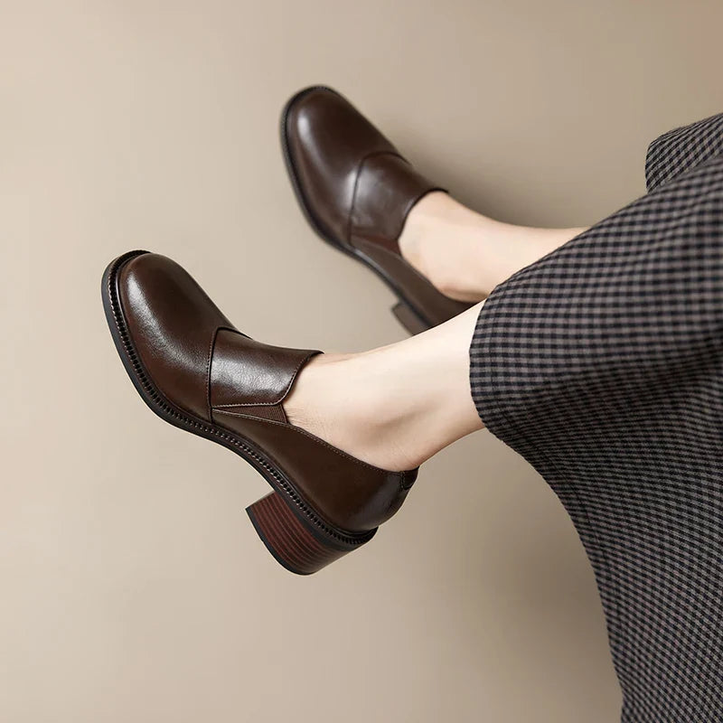 Maelle Leather Block-Heel Loafers