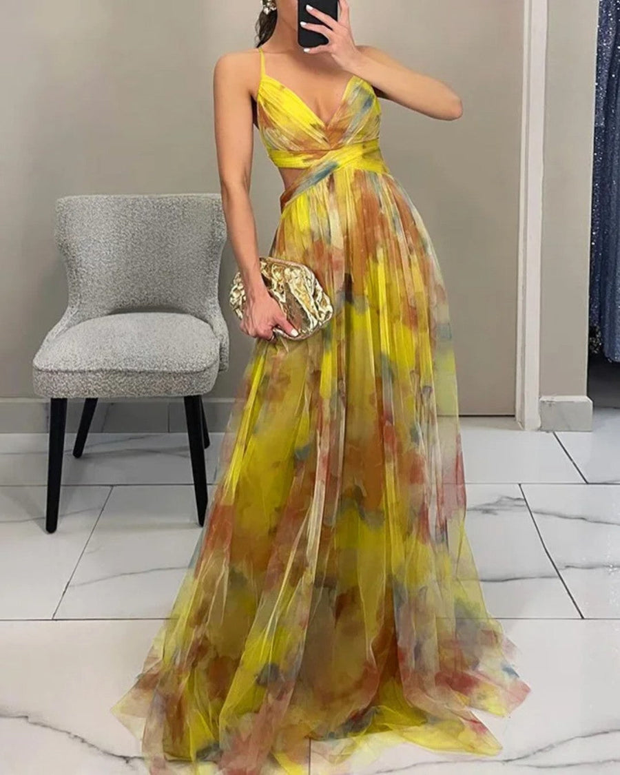 Fiora - Floral Chiffon Maxi Dress