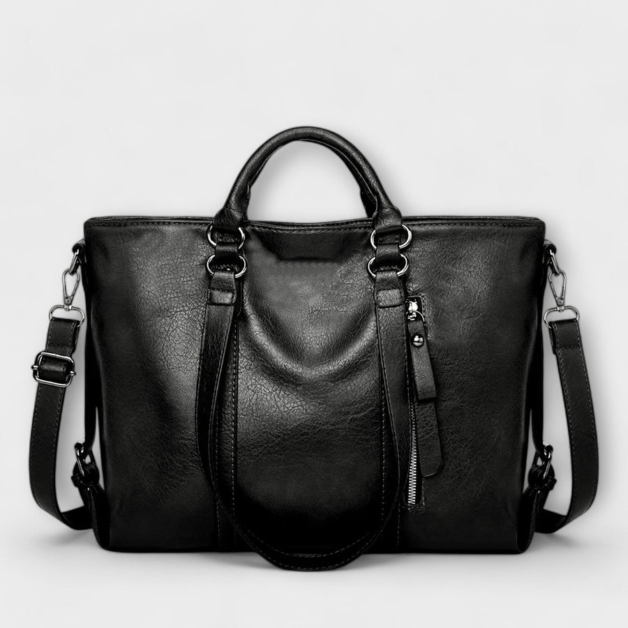 Olivia - Large Leather Bag Black