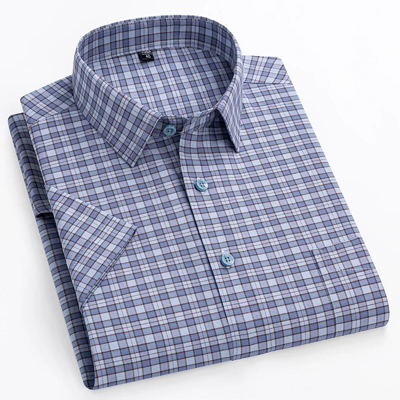 Zack | Short-Sleeve Cotton Shirt Blue/White