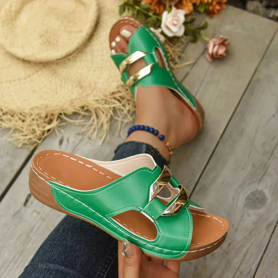 Lina | Orthopedic Wedge Heel Sandals Green