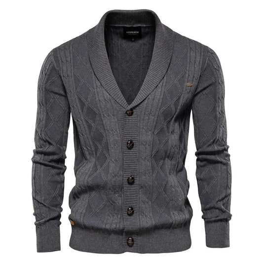 Henry - Men's Button-Down Sweater – Grey