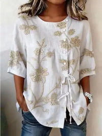 Nell - Elegant Floral Embroidered Blouse
