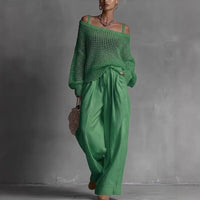 Claire - Elegant Off-Shoulder Trouser Set