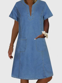 Sylvie | Elegant Summer Dress Light Blue Add Pocket