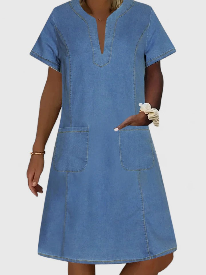 Sylvie | Elegant Summer Dress Light Blue Add Pocket