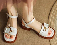 Amara | Buckled Flat Sandals Beige