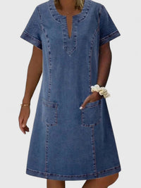 Sylvie | Elegant Summer Dress Dark Blue Add Pocket