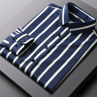 Jermaine | Relaxed Striped Cotton Shirt Dark blue