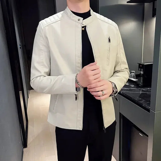 Jensen - Elegant Leather Jacket – White
