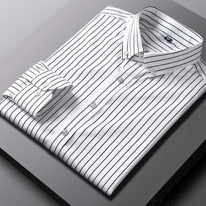 Jermaine | Relaxed Striped Cotton Shirt White