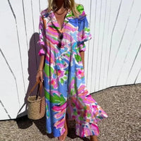 Catherine | Womens Boho Floral Long Sleeve Maxi Dress Pink