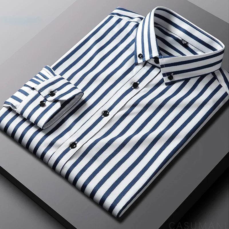 Jermaine | Relaxed Striped Cotton Shirt Blue