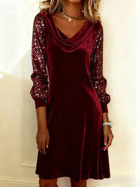 Aurora – Velvet Dress with Sparkling Sleeves