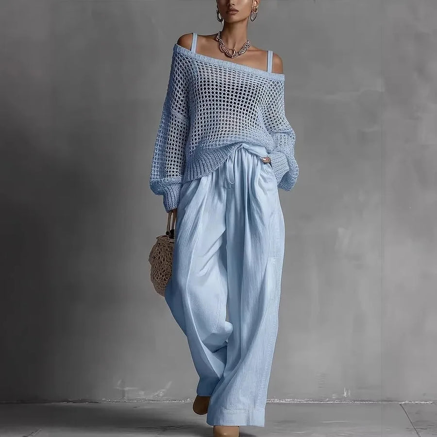 Claire - Elegant Off-Shoulder Trouser Set