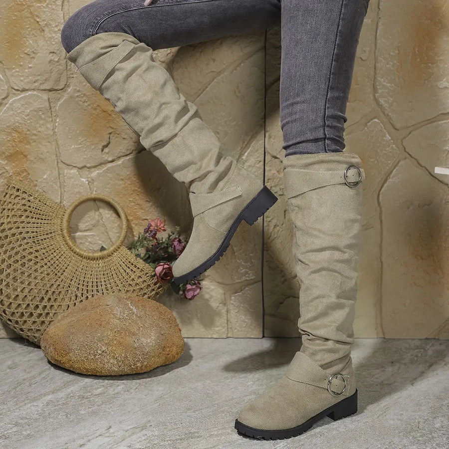 Alicia | Knee High Boots Khaki