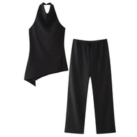 Misjlova Halter Set with Open Back and Flowing Pants