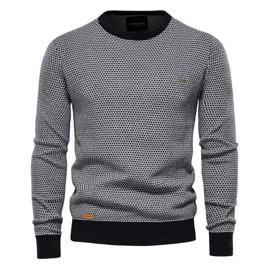 Paul - Men's Sweater with Checked Pattern – Black