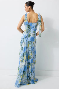 Pearl Floral Tie Sleeve Gown